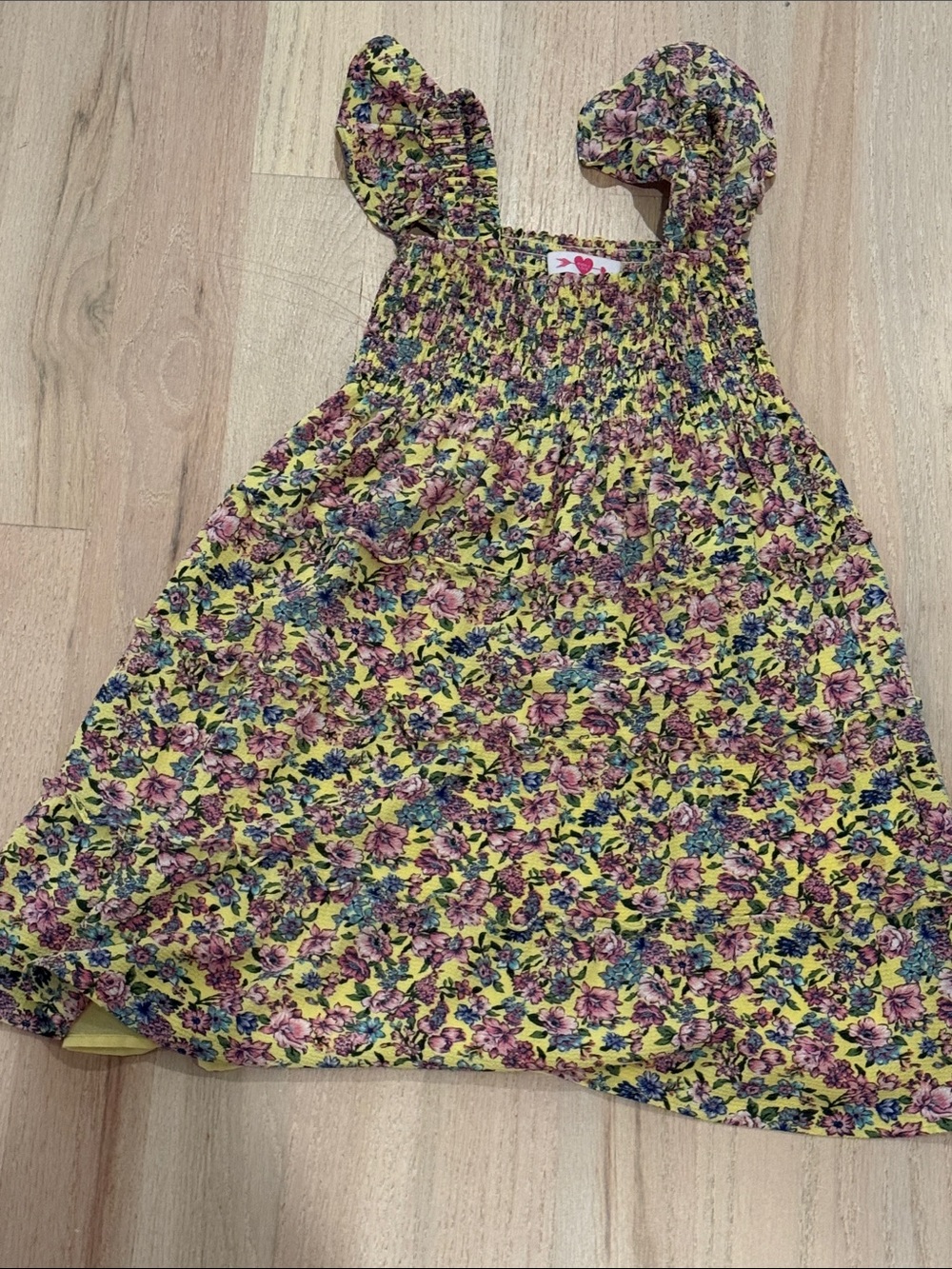 Buddy Love Girls Floral Smocked Sundress in Yellow and Pink